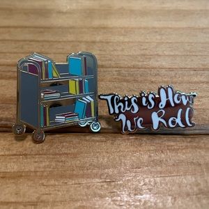 Out of Print This is How We Roll Book Truck Enamel Pin Set